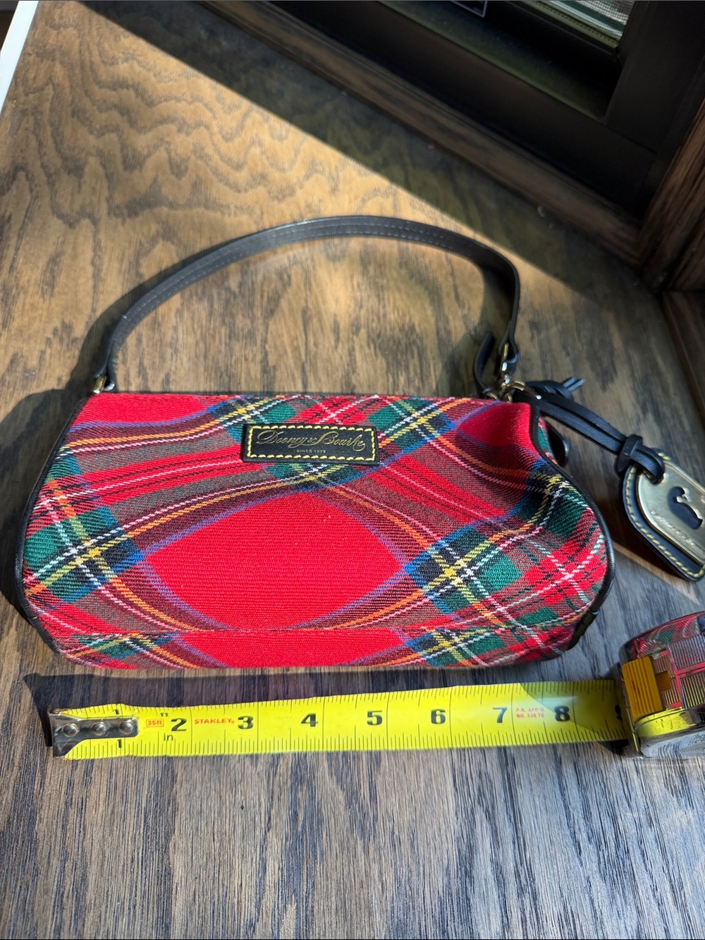 Dooney & Bourke Red Tartan shoulder bag with Leather Strap - Picture 7 of 7